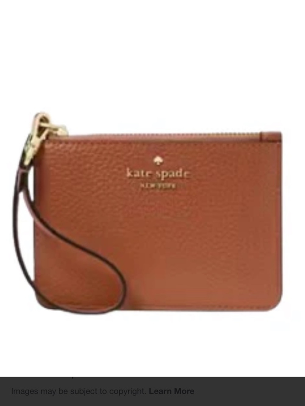 Kate Spade Lena Wristlet with Cognac with Gold Hardware